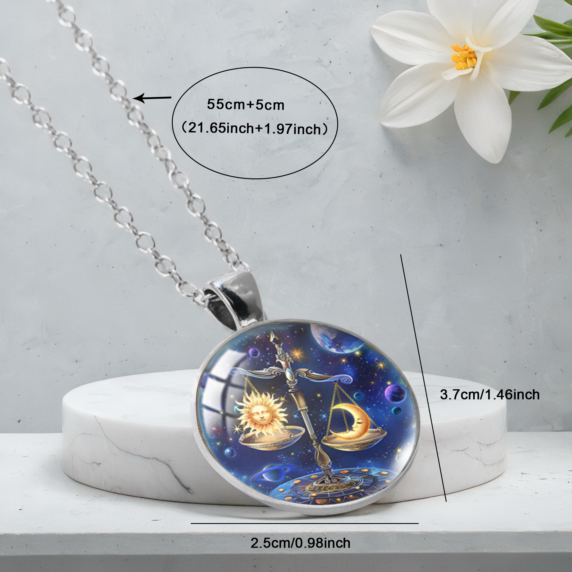 Magical Sun and Moon Balance Pendant Necklace, Handmade Gift